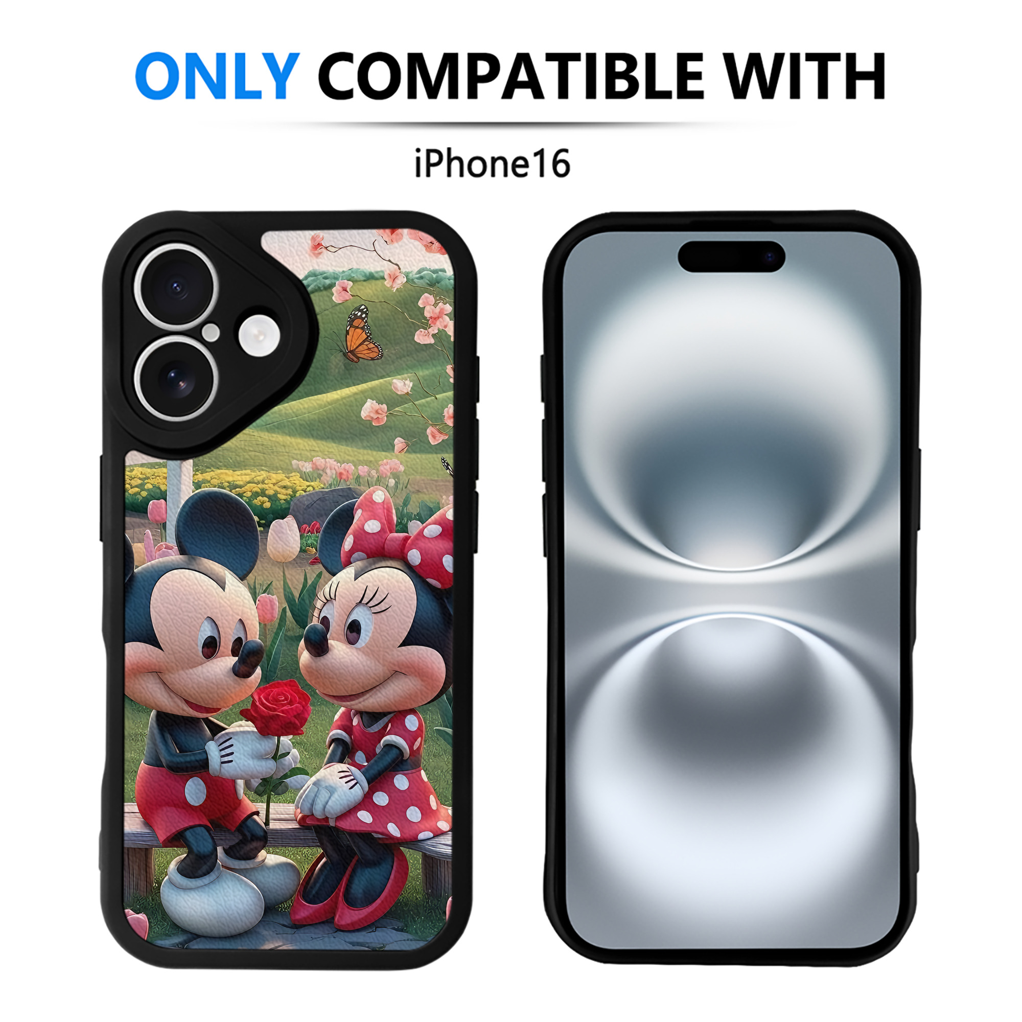 （画像用） ミッキーマウス Mickey Mouse 【iPhone 16シリーズ対応】シリコンスマホケース（レザー調） 材質：シリコン